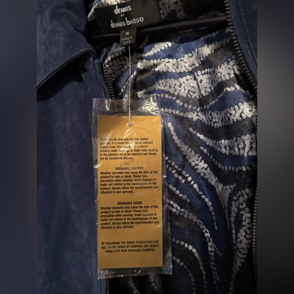 NWT Dennis by Dennis Basso Royal Blue Washable Leather Zip Up Jacket Womens Sz M - Picture 8 of 9